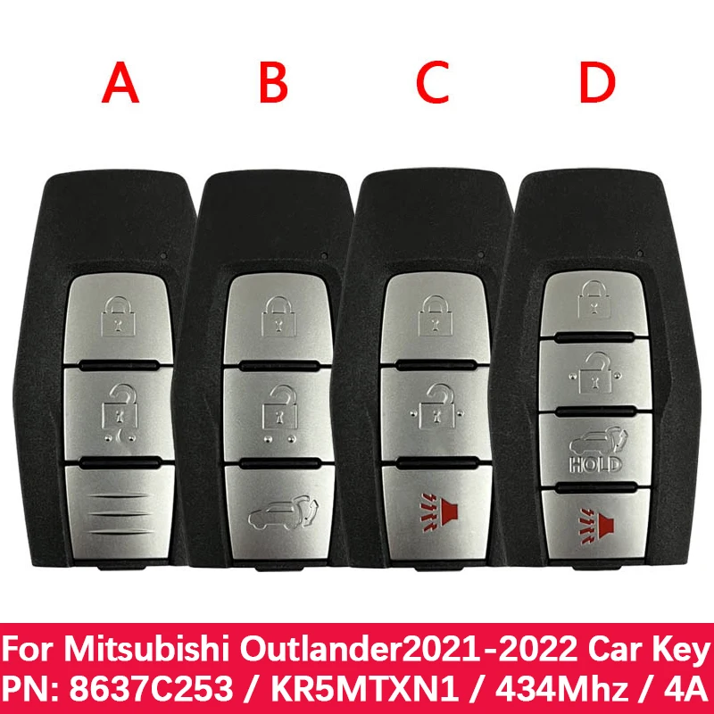 CN011035  Original 3 Button Smart Key For Mitsubishi Outlander 2021-2022 Remote Control PN 8637C253 KR5MTXN1 4A Chip 433Mhz