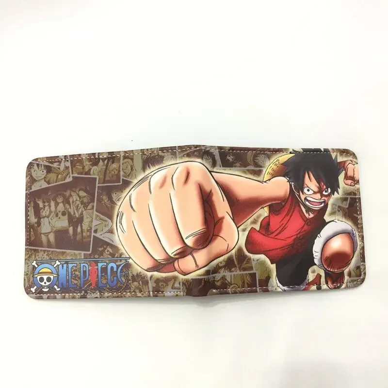 New One Piece Anime Figures Luffy Straw Hat Coin Purse Card Bag Middle School Student PU Short Change Wallet Money Clip Card Bag view 5