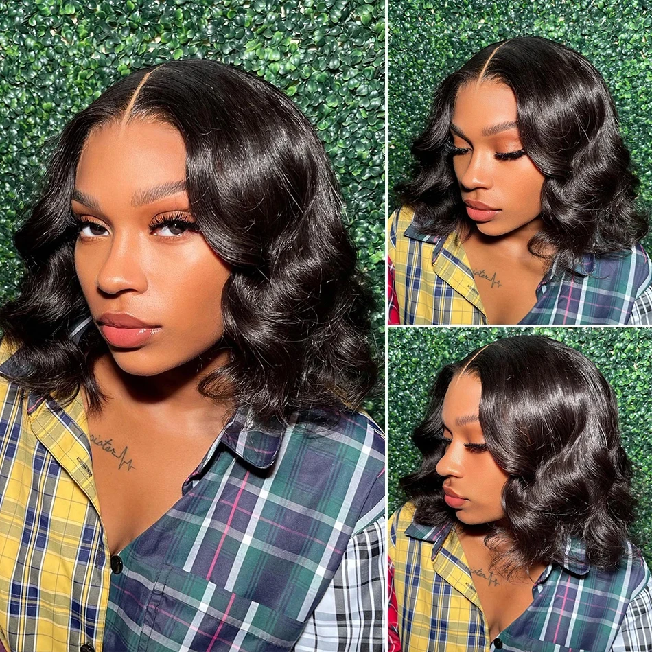 13x4 Body Wave Lace Frontal Bob Wig Pre Plucked 13x4 Human Hair Wigs Ready To Wear Brazilian Remy Natural Color Wig For Women