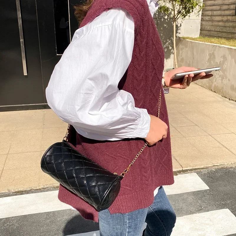 Nowa moda haftowana Cylinder Lingge torba na łańcuszku Casual spersonalizowana torba na ramię torba Crossbody portfel mobilna