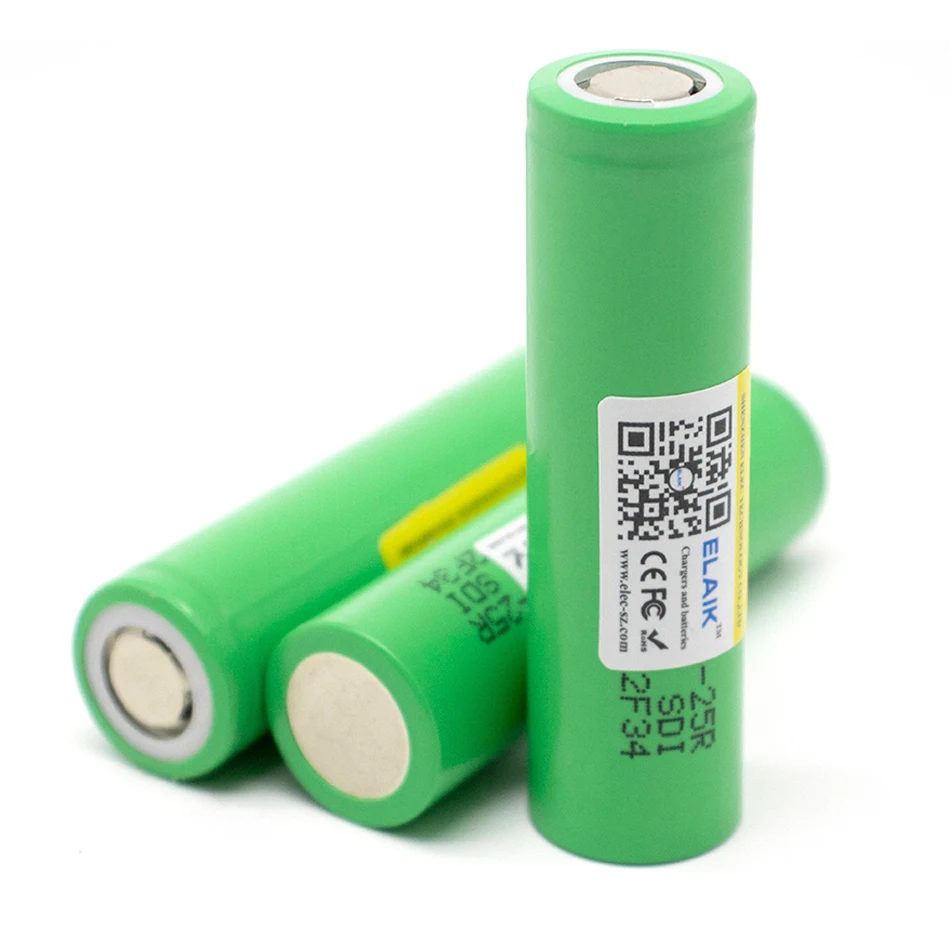 Elaik ไฟฉายแบตเตอรี่แบบชาร์จไฟได้3.6V 2500mAh แบตเตอรี่25R INR18650ลิเธียมแบตเตอรี่ไขควงพร้อมที่ชาร์จ USB