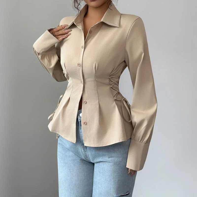 

Elegant Temperament, Button-down Waist Design Shirt Women's Clothing Spring/Summer 2026