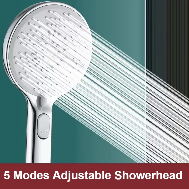 Silicone Panel Bathroom Sprayer Shower Accessories Handheld Shower Head 5-function Large Water Output Booster Filter Shower Head