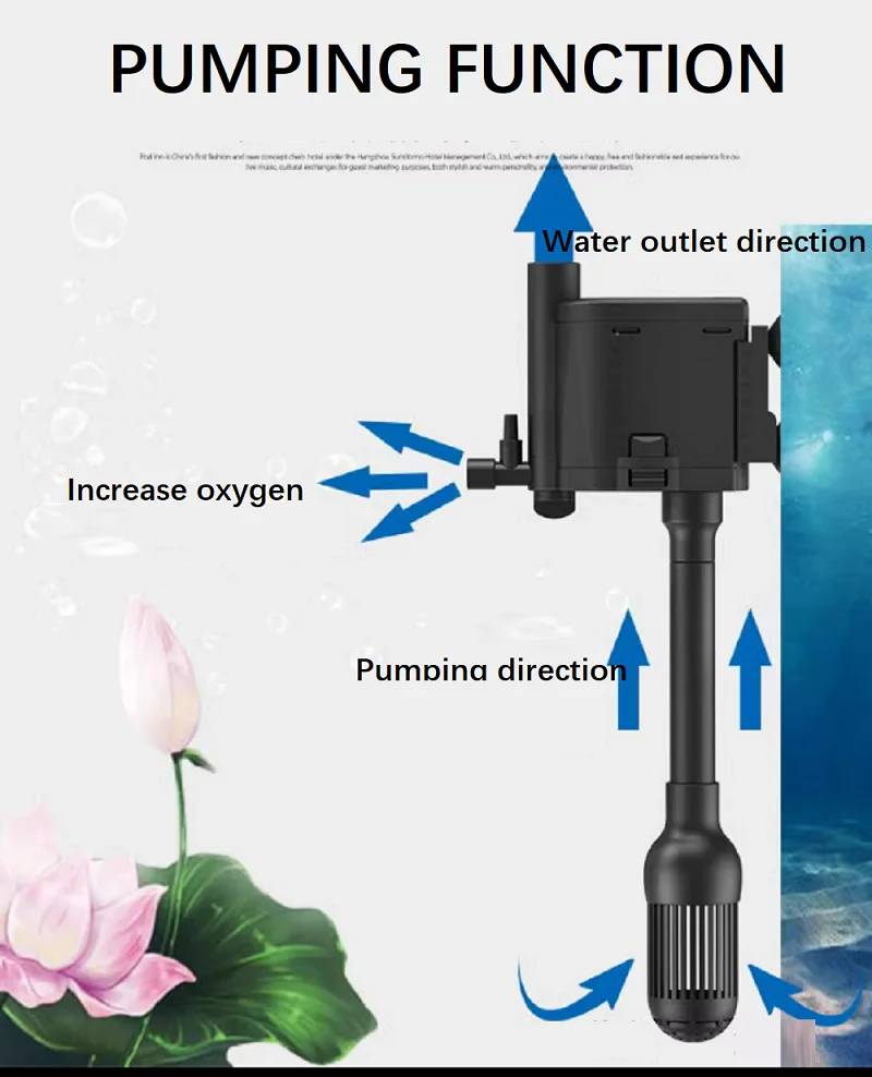 3-in-one submersible pump for aquarium, silent oxygen pump, upper filter, circulating water pump