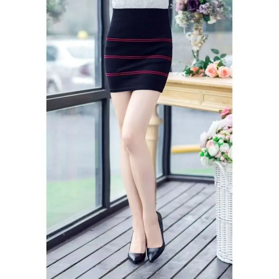 秋冬ストライプニットスカート レディース タイト 薄手 ボディコン ラップ ペンシルスカート セクシー クラブ パーティー ショート ミニスカート ブラック レッド 新作