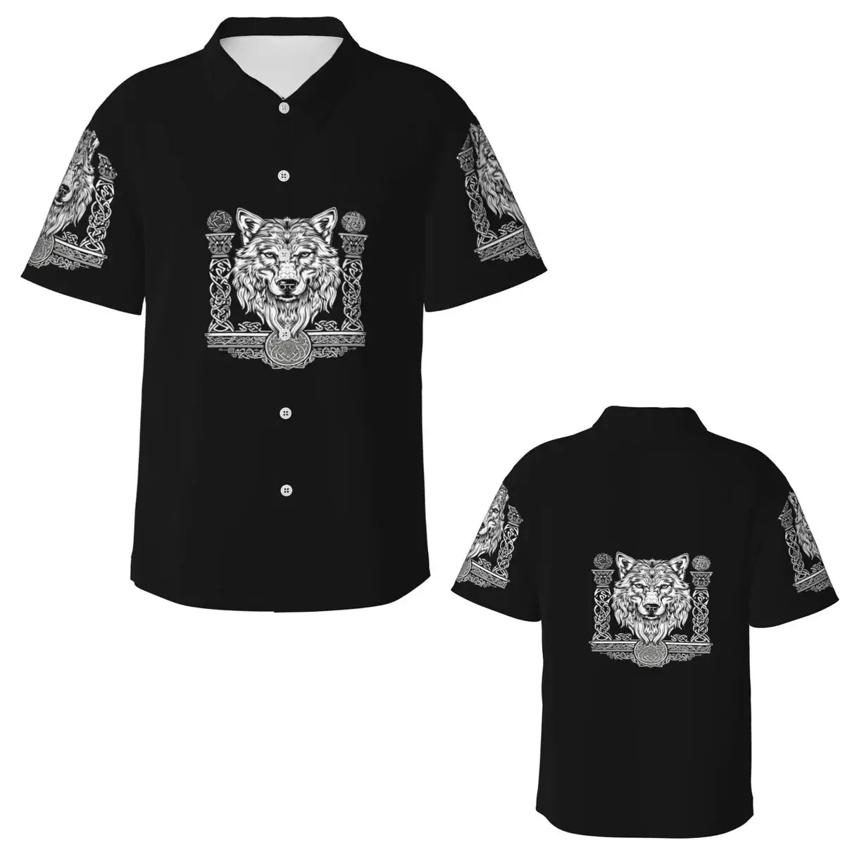 Nordisches nordisches vikingisches keltisches Hawaii-Hemd, lustiges Herren-Kurzarmshirt für Sommer, Strand, Herren-Revers-Tops