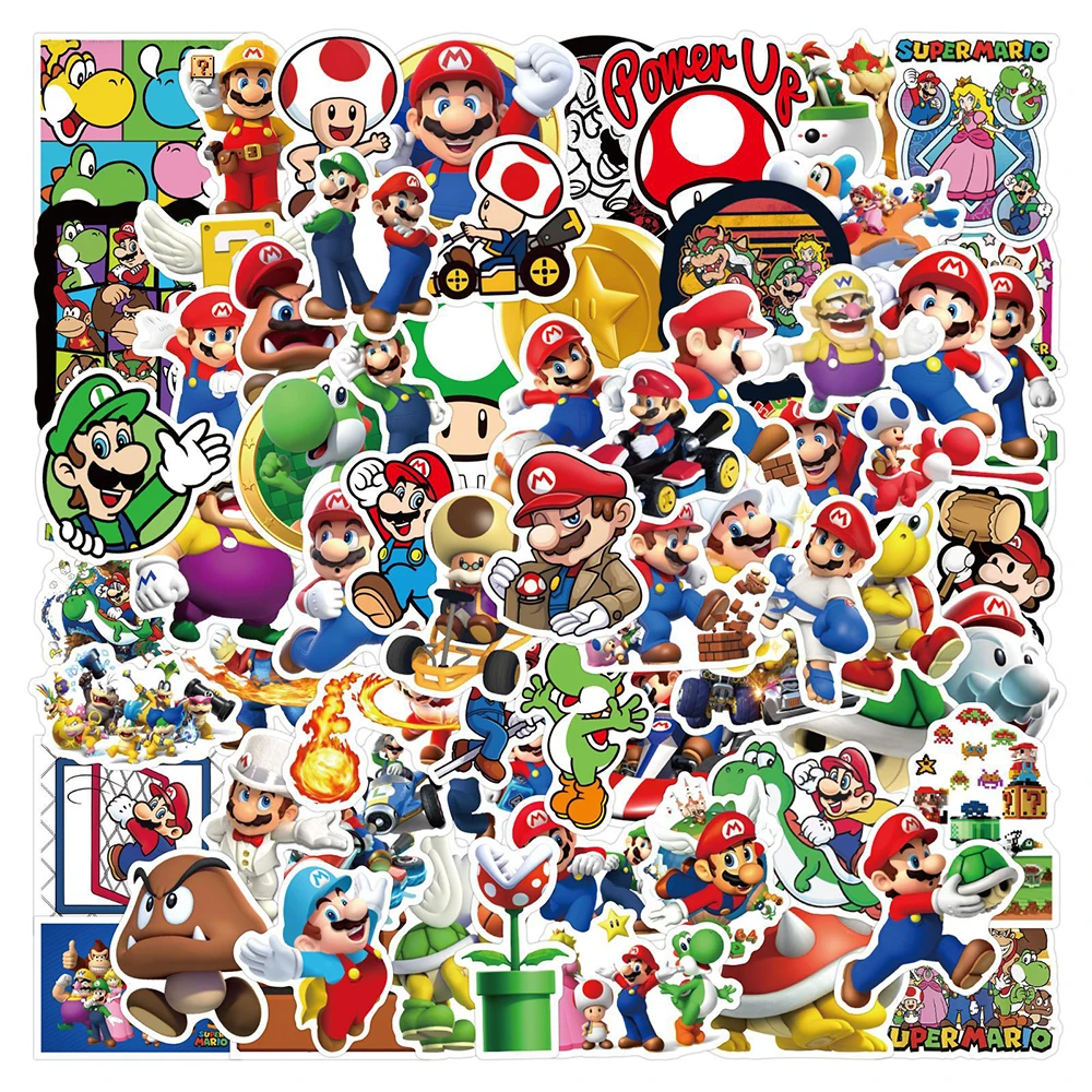 10/30/50/100pcs Cute Cartoon Super Mario Game Waterproof Stickers Laptop Phone Car Notebook Skateboard Anime Sticker Kids Toys