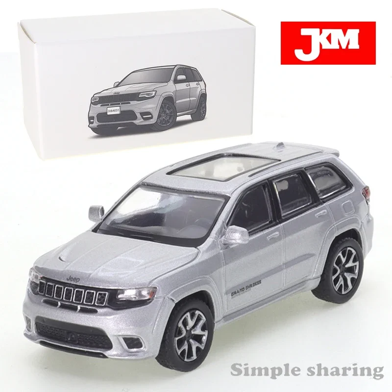 

JKM 1/64 Jeep Grand Cherokee Trackhawk 2019 Silvery Alloy Car Diecast Model Shock Absorption Model Toy Car Friends Gifts