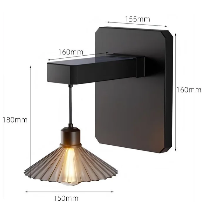 Lampe murale solaire d'extérieur rétro, éclairage d'ambiance pour cour, balcon, maison, clôture, étanche