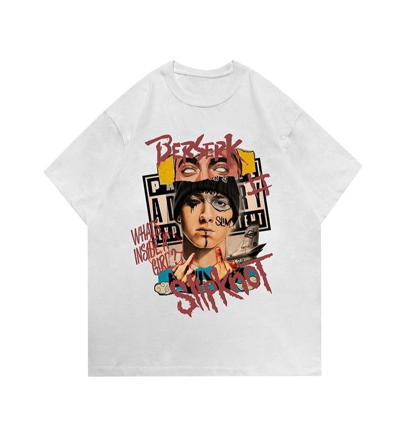 

Zenn Digital Eminem Модная винтажная летняя футболка с коротким рукавом Летняя мужская и женская свободная повседневная футболка в стиле хип-хоп Уличная одежда Ins