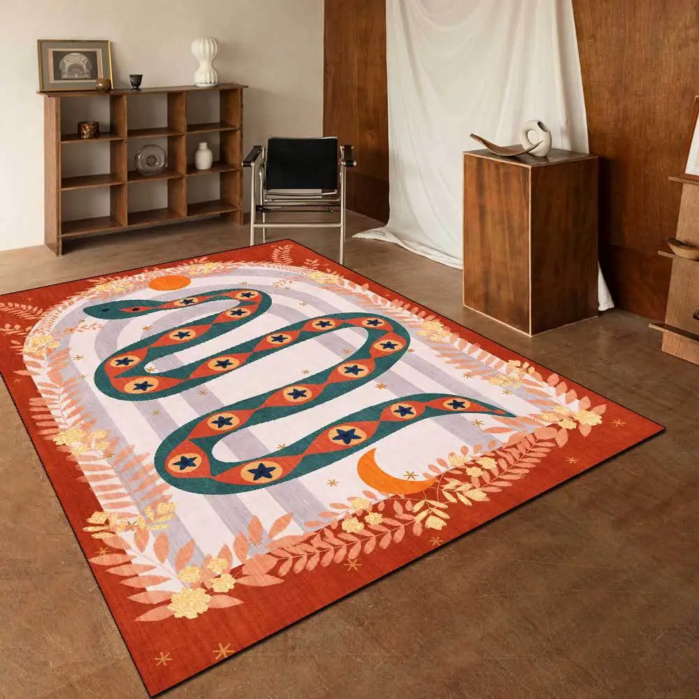 

Fashion Snake Pattern Carpets 3D Ethnic Style Printed Big Carpet Living Room Soft Sponge Bathroom Floor Mat Absorb Anti-slip Rug