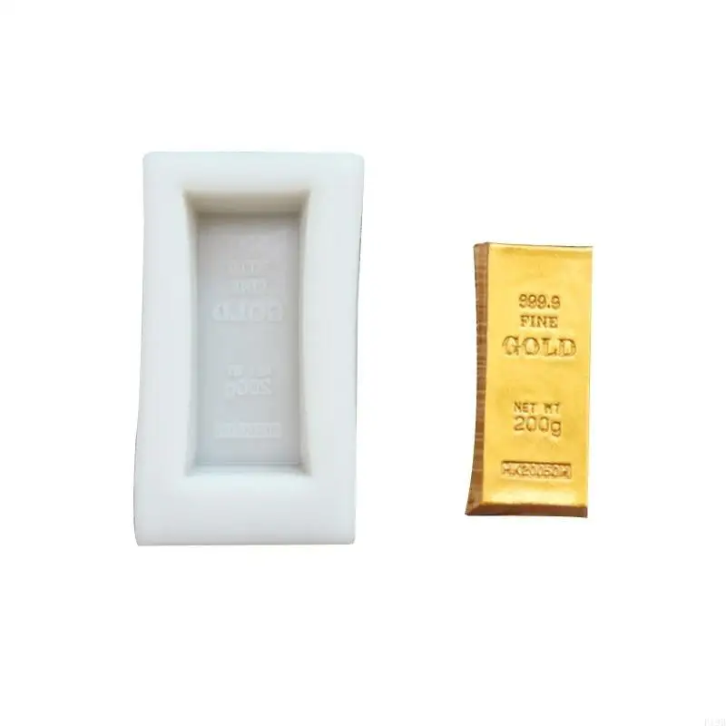 F19B Flexible Silicone Gold Brick Shaped Mold Chocolate Cake Decoration Fondant Dessert Mould Kitchen Baking Tool