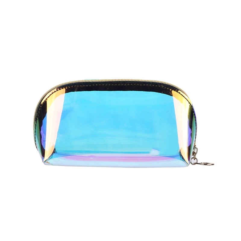 Makeup Bag Travel Portable Rainbow Iridescent Cosmetic Zippered Waterproof Clear Toiletries