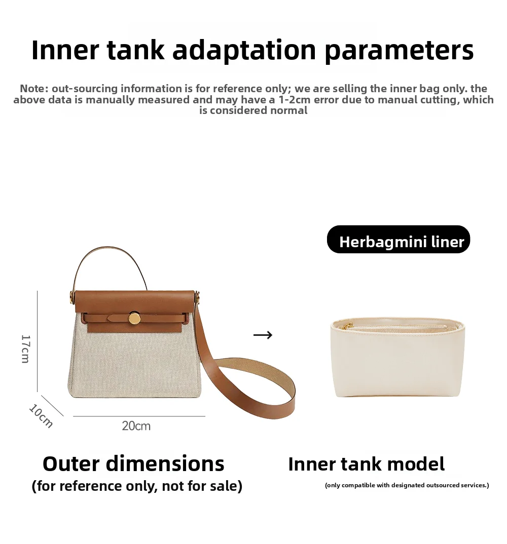 Bag organizer insert For herbag mini nylon storage durable fashion bag support storage inner modification bag accessories
