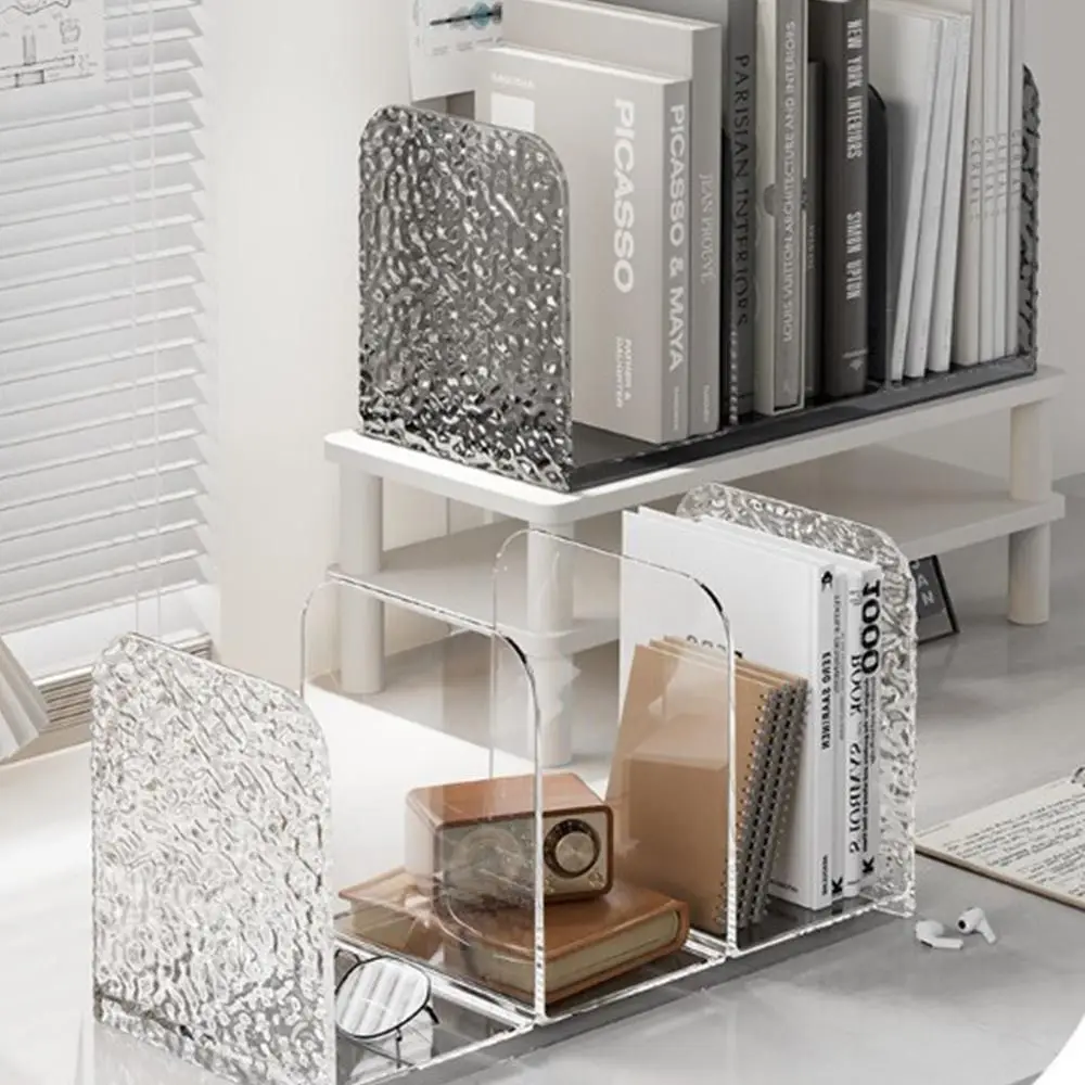 

Прозрачные подставки для книг INS с узором ледника, прочные, экономит место, держатель для книг, простой дисплей, настольная подставка, книжная полка, домашняя комната