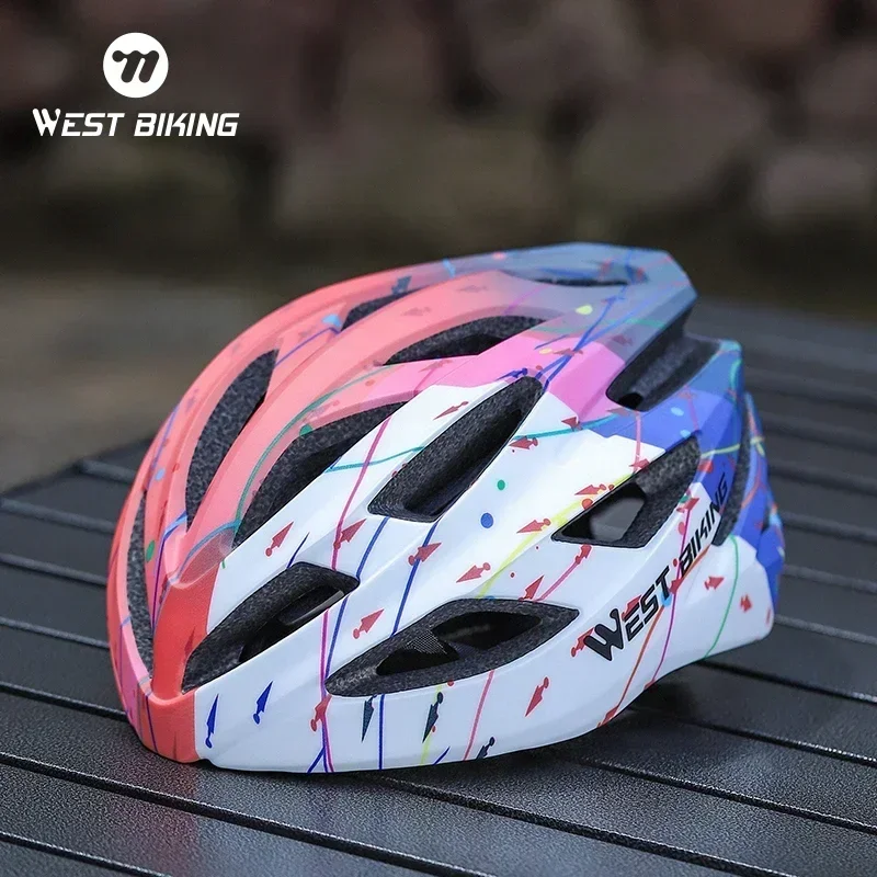 WEST BIKING Female Cycling Helmet Multicolor Integrated Lightweight Helmet Aerodynamic Road Bike Helmet Women Skateboard Helmets