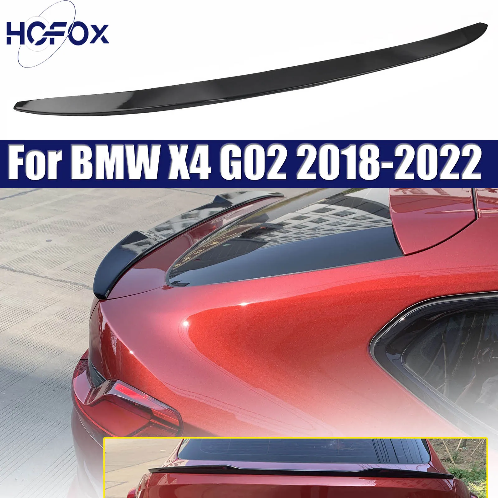 

For BMW X4 G02 2018-2022 Real Gloss Black Rear Trunk Spoiler Lip Wing Car Accessories