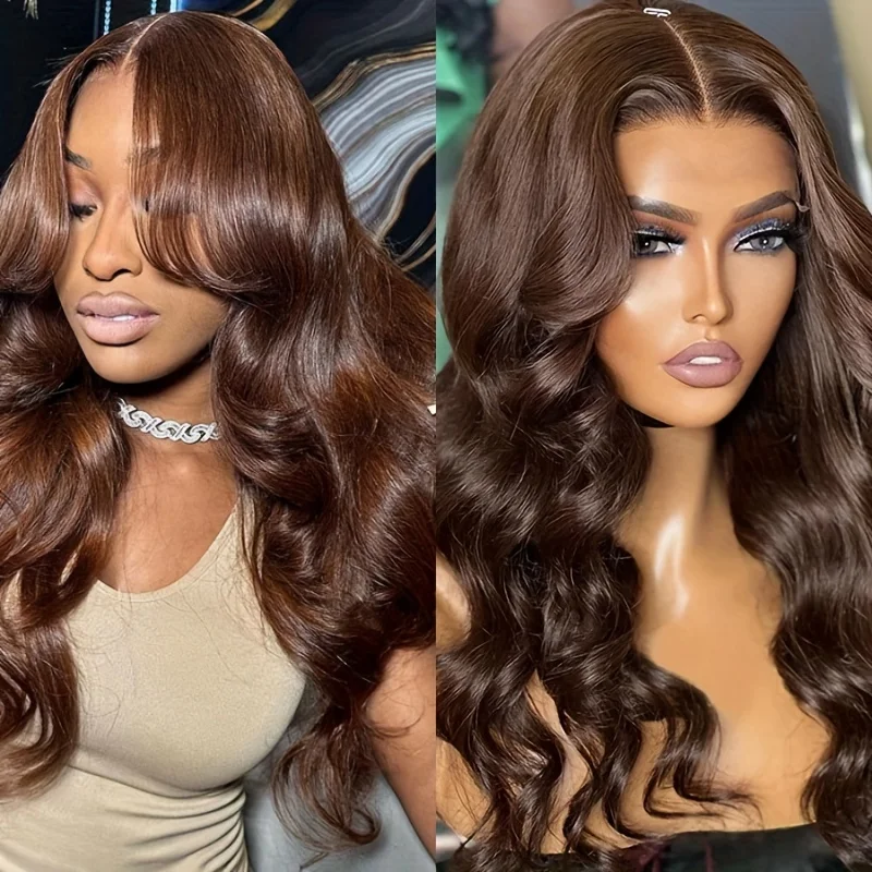 Glueless 220% Real HD Lace Closure Wigs 5X6 HD Closure Wig Body Wave #2 Dark Brown Pre Plucked Human Hair Wigs For Black Women