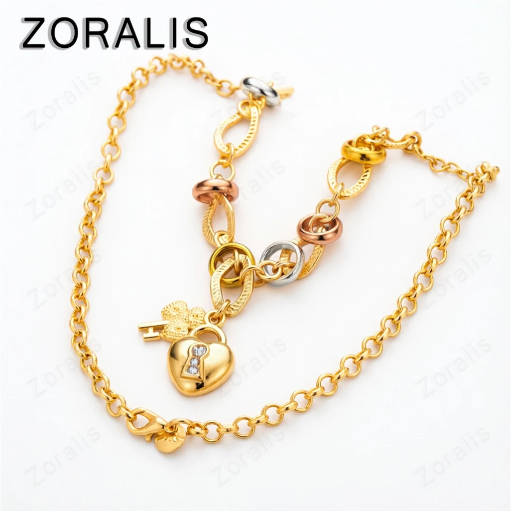 18K Gold Heart Lock Key Pendant Necklace For Women Charm Chain Engagement Wedding Fashion Fine Jewelry