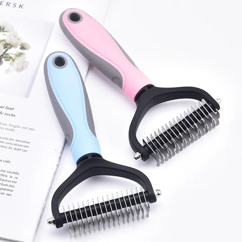 Stainless Steel Pet open knot comb hair removal comb double-sided open knot comb cat dog comb beauty comb pet supplies wholesale