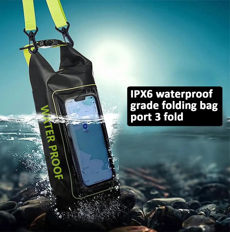 2L/5L Wasserdichte Trockentasche mit Touchscreen, Schwimmen, wasserdichte PVC-Tasche, Rafting, schwimmende Outdoor-Sporttasche, Aufbewahrungstasche für Surfbrett und Kajak – Detail 1