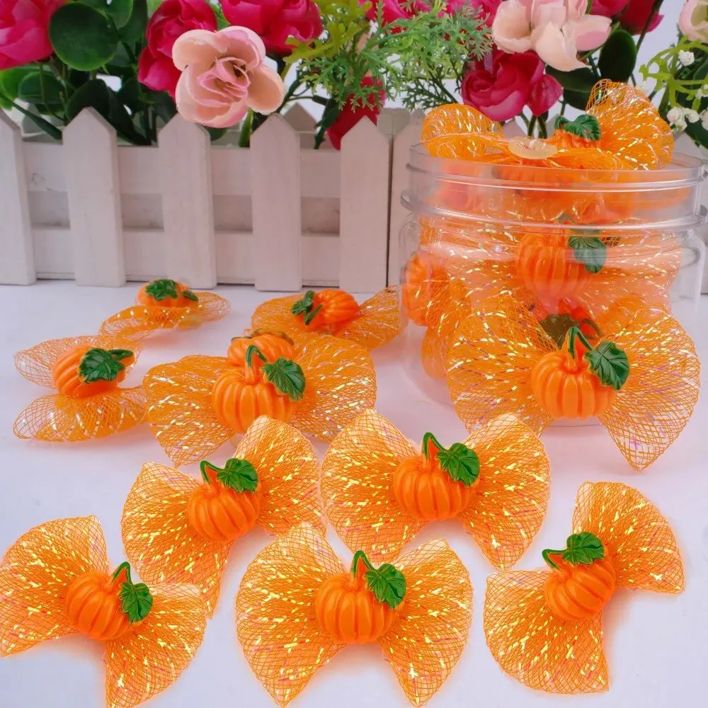 50pcs Fall Dog Hair Bows Pumpkin Bowknot Bows For Dogs Hair Accessories Thanksgiving Pet Dog Grooming Hair Bows For Dogs