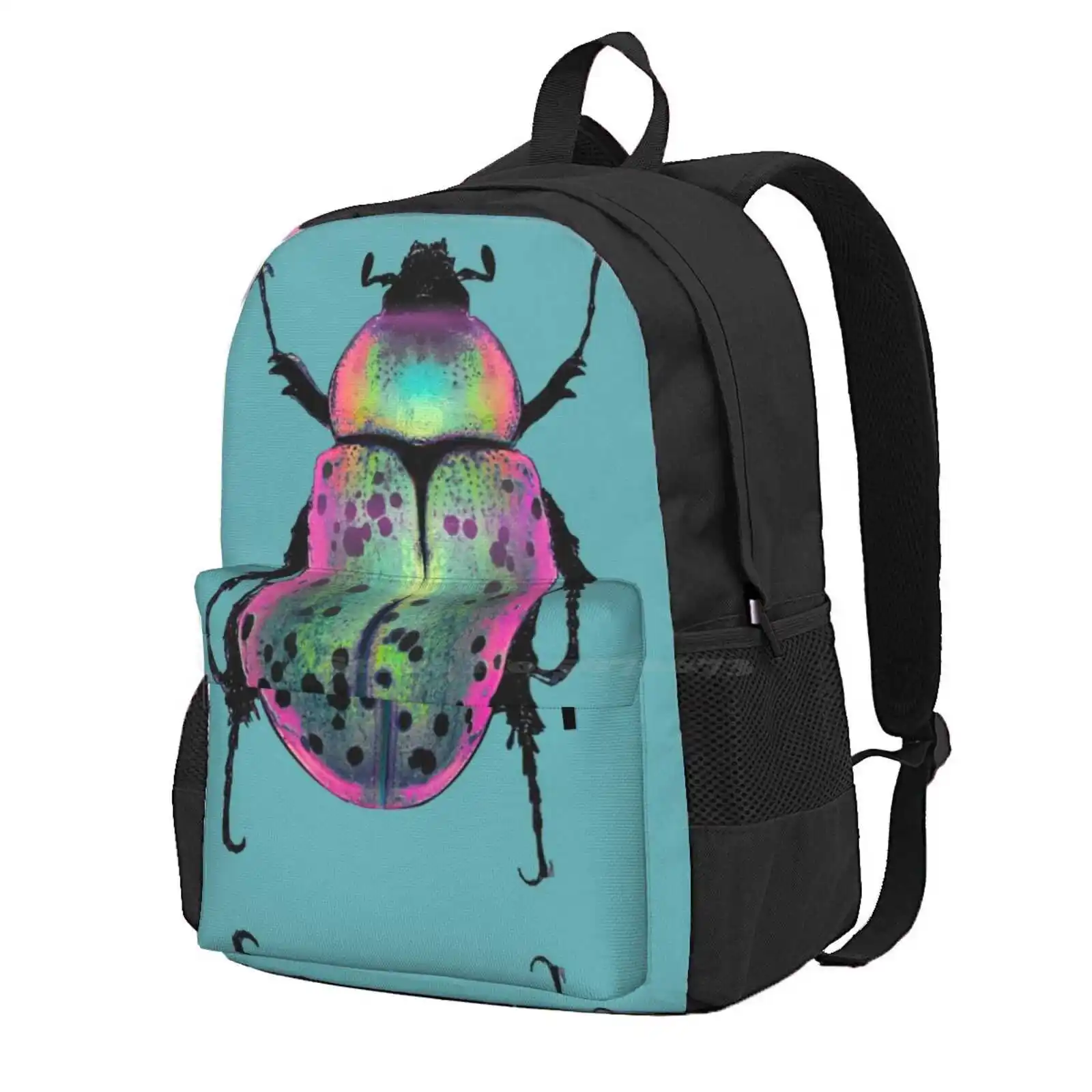 

Pink And Green Beetle Hot Sale Schoolbag Backpack Fashion Bags Scarab Beetle Pink Green Insect Iridescent Holographic Aesthetic