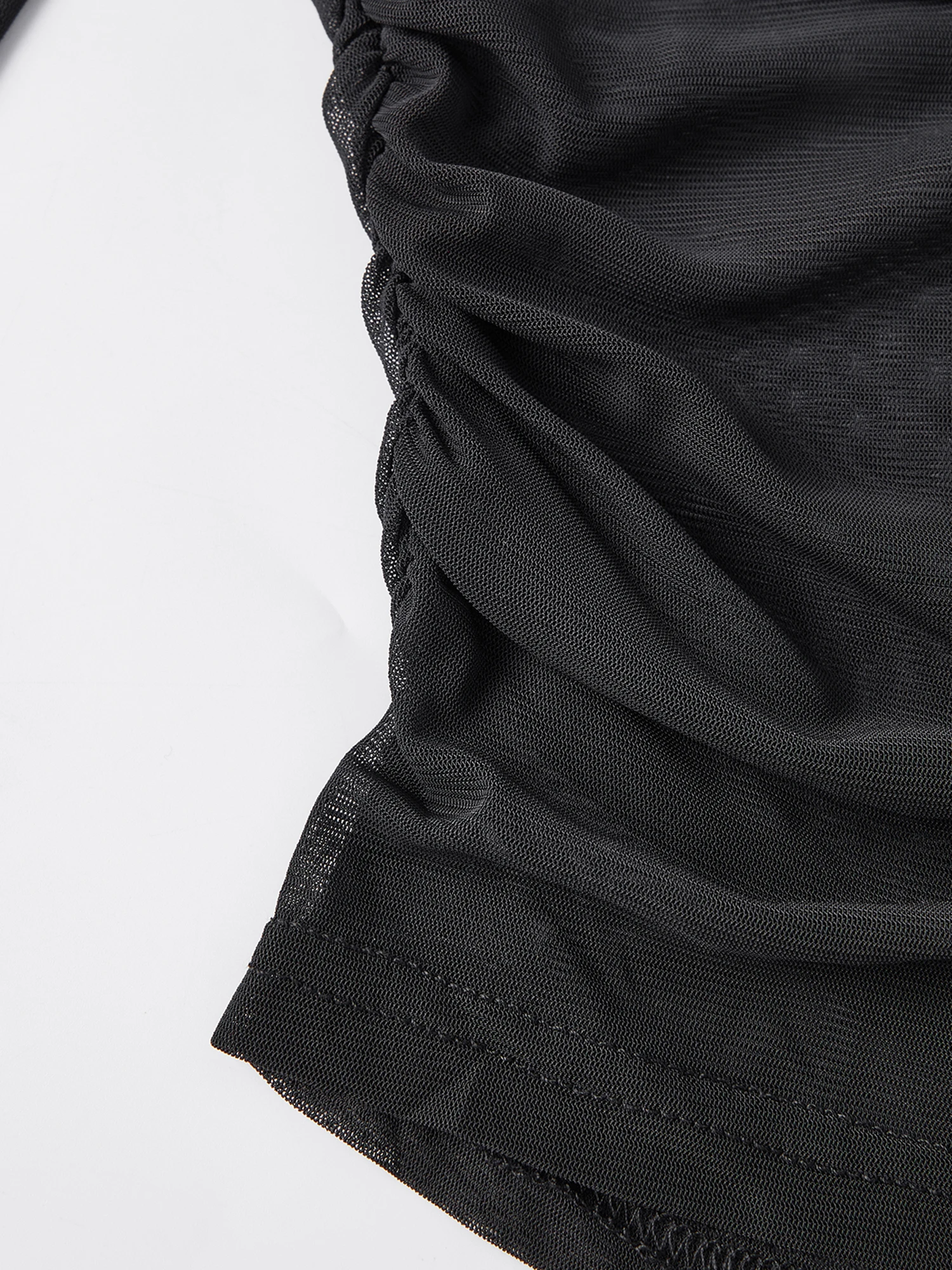 Durchsichtige Mesh-Hemden für Damen, lässig, langärmelig, Rundhalsausschnitt, gefüttert, Brustpassform, schlichte Oberteile, Blusen