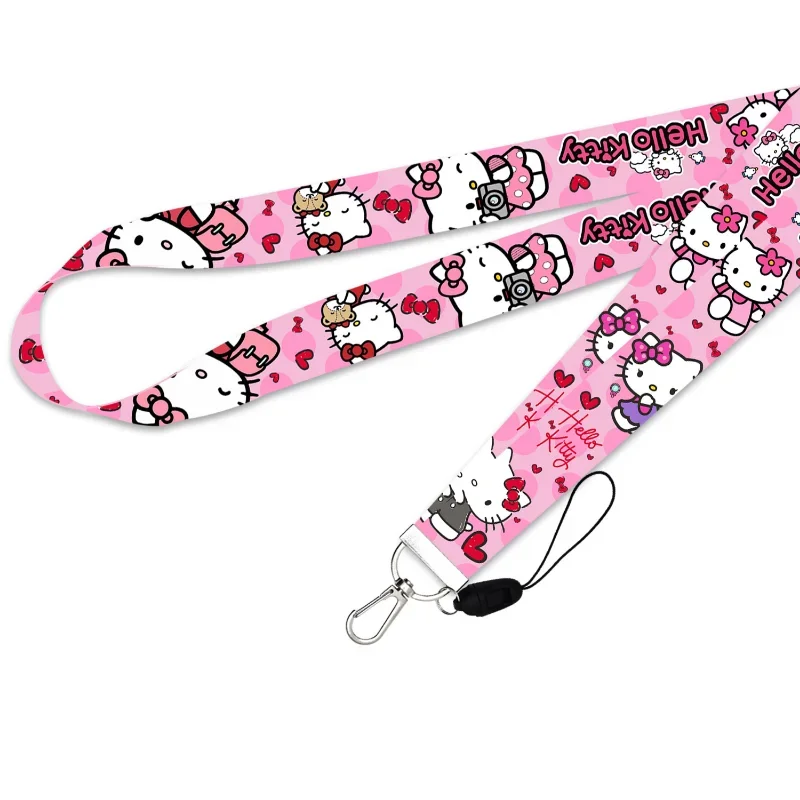 Anime Kawaii Sanrio Hello Kitty Cute Mobile Phone Lanyard Hanging Neck Rope Short Wrist Ropes U Disk Key Anti-Lost Rope Ins Gift