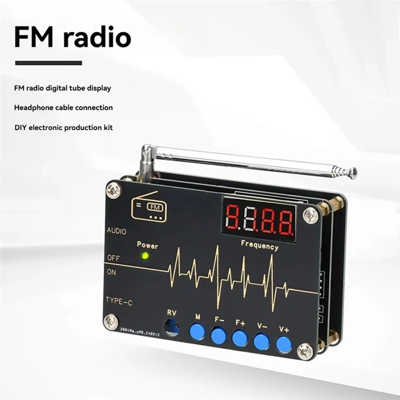 Zestaw DIY radia FM A73E-RDA5807M 87-108Mhz z wyświetlaczem lampowym, mikrokontrolerem i zestawem do lutowania elektroniki DC 5V