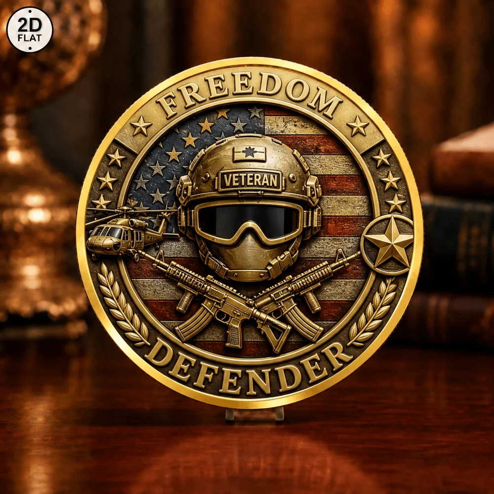 1pc Honor Protect Freedom Defender Metal Challenge Coin Police Hat & Veteran Helmet Souvenir Medal Keepsake Gift for Heroes