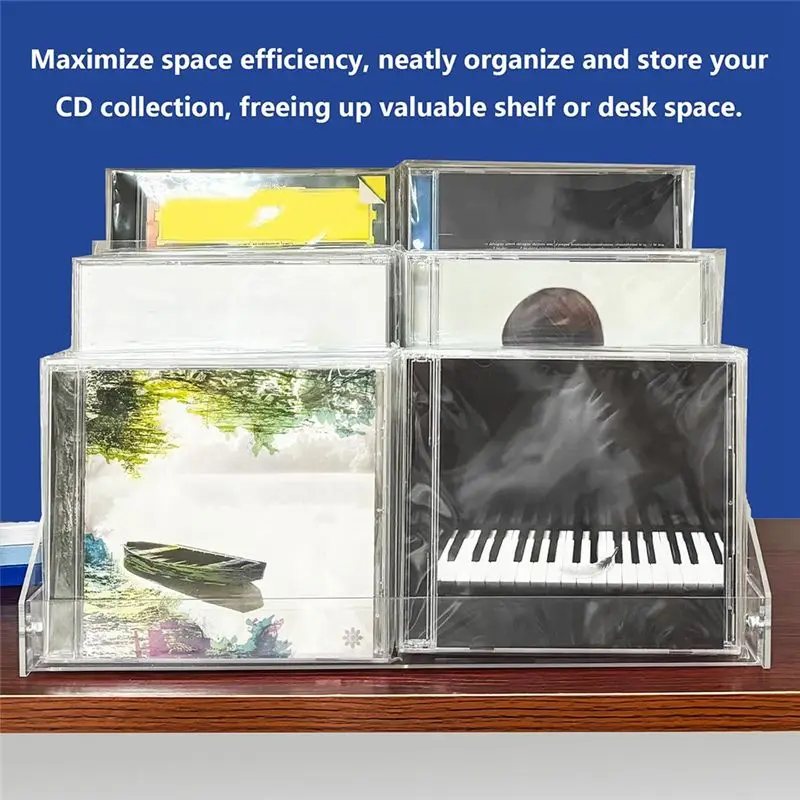 A23E-3 Tier Clear Acrylic CD Holder Cascading CD Storage Rack