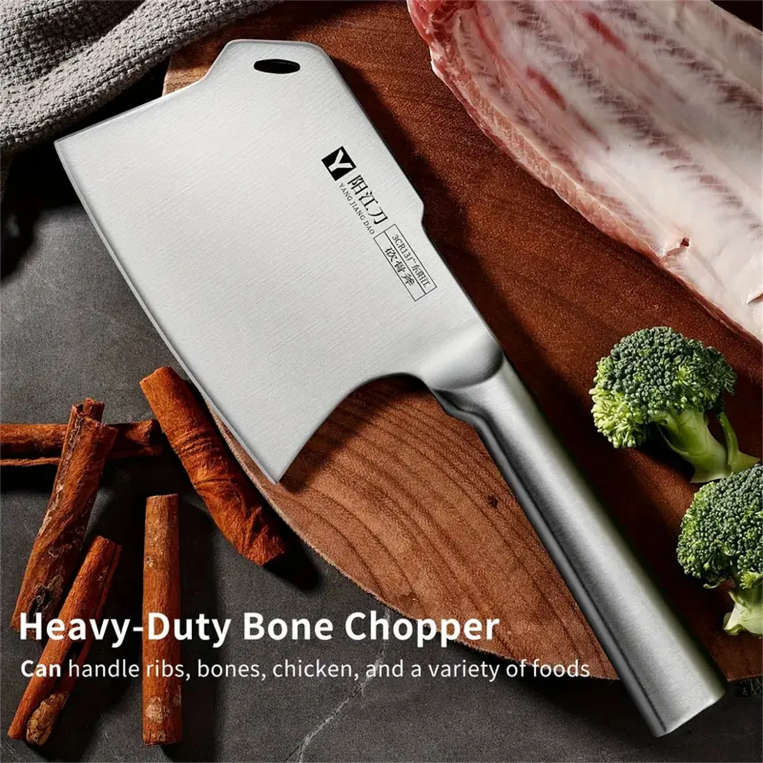 Stainless Steel All Steel Chopping Knife, Thickened Kitchen Bone Chopping Axe, Hotel Restaurant Professional Chopping knife