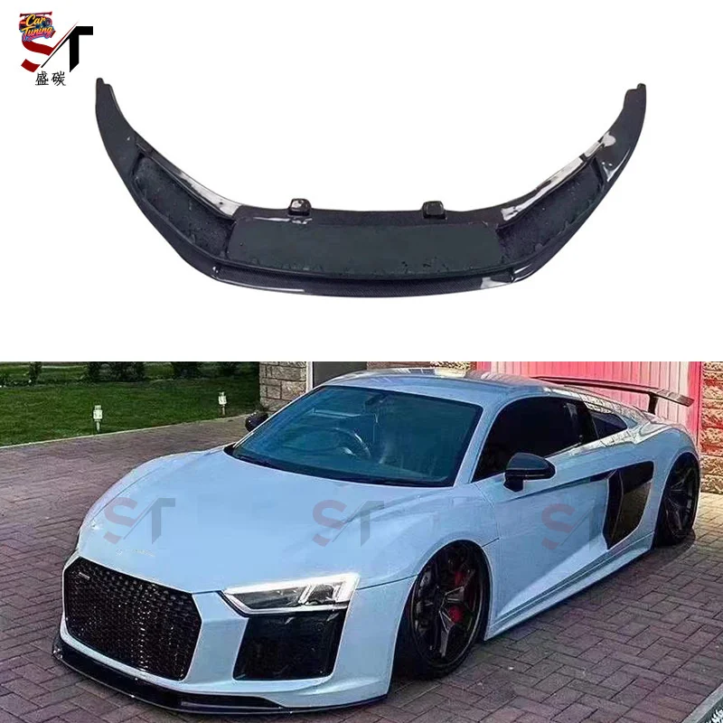 

Suitable for Audi R8 V10 carbon fiber front lip V-style front splitter chin front bumper diffuser car body kit