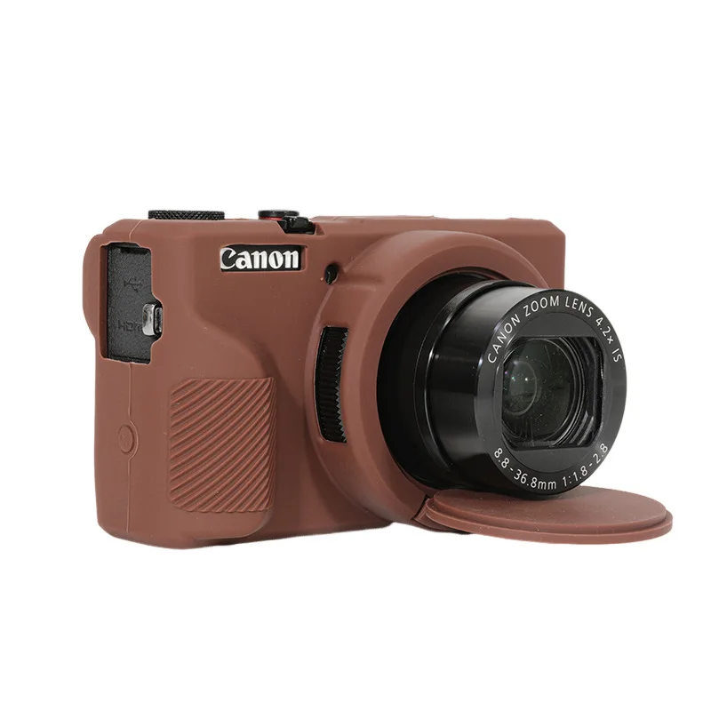 حافظة من السيليكون الناعم للكاميرا لكاميرا Canon G7X Mark III Mark ll حقيبة مطاطية للجسم لـ G7XII G7X2 G7XIII G7X3 مع واقي العدسة
