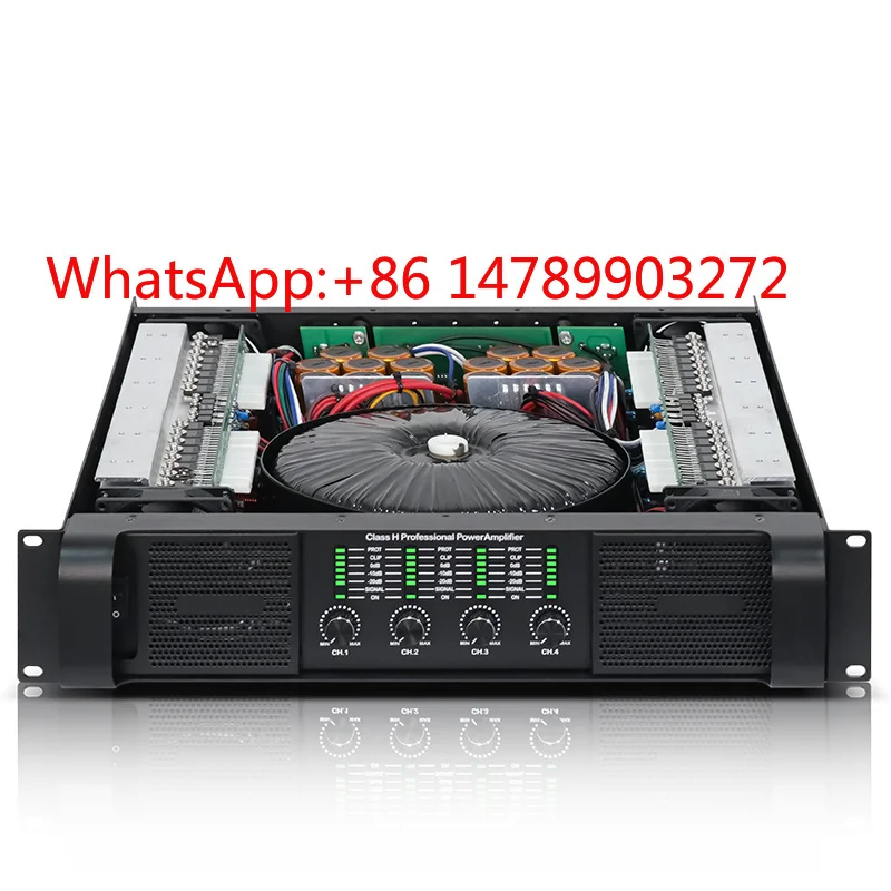 4 Channel Class H Power Amplifier 4/8 Ohm Metal Body DJ Stage Amplifier