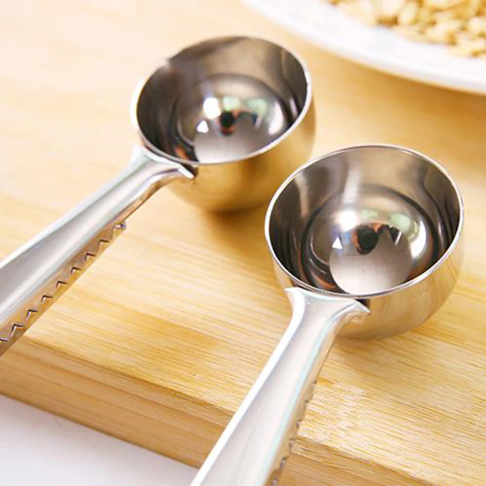 

2pcs Coffee Measuring Spoon Practical Kitchen Tool Rust Resistant Stainless Steel Large Scoop Food Preparation Cooking