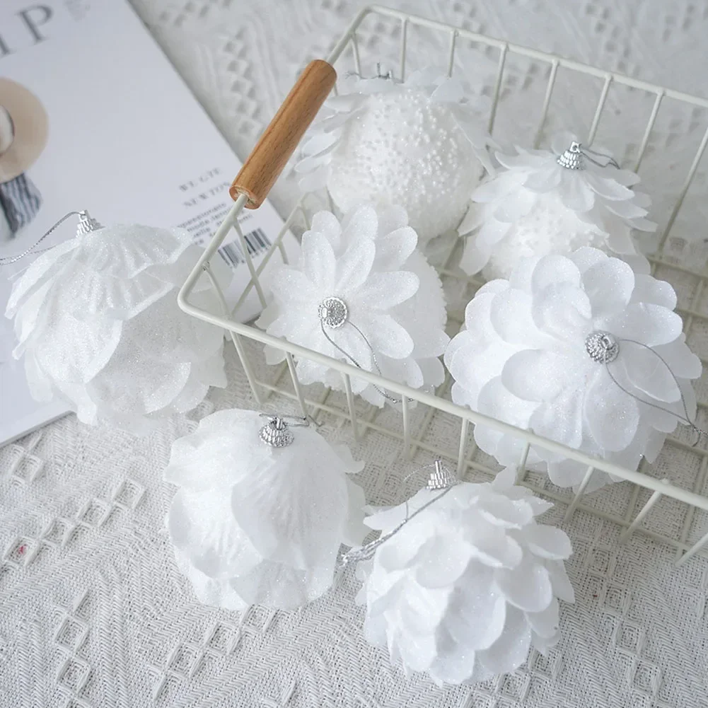 

3pcs 8cm White Christmas Ball Ornaments Household Christmas Winter Themed Parties Pinecone Ornaments Supplies