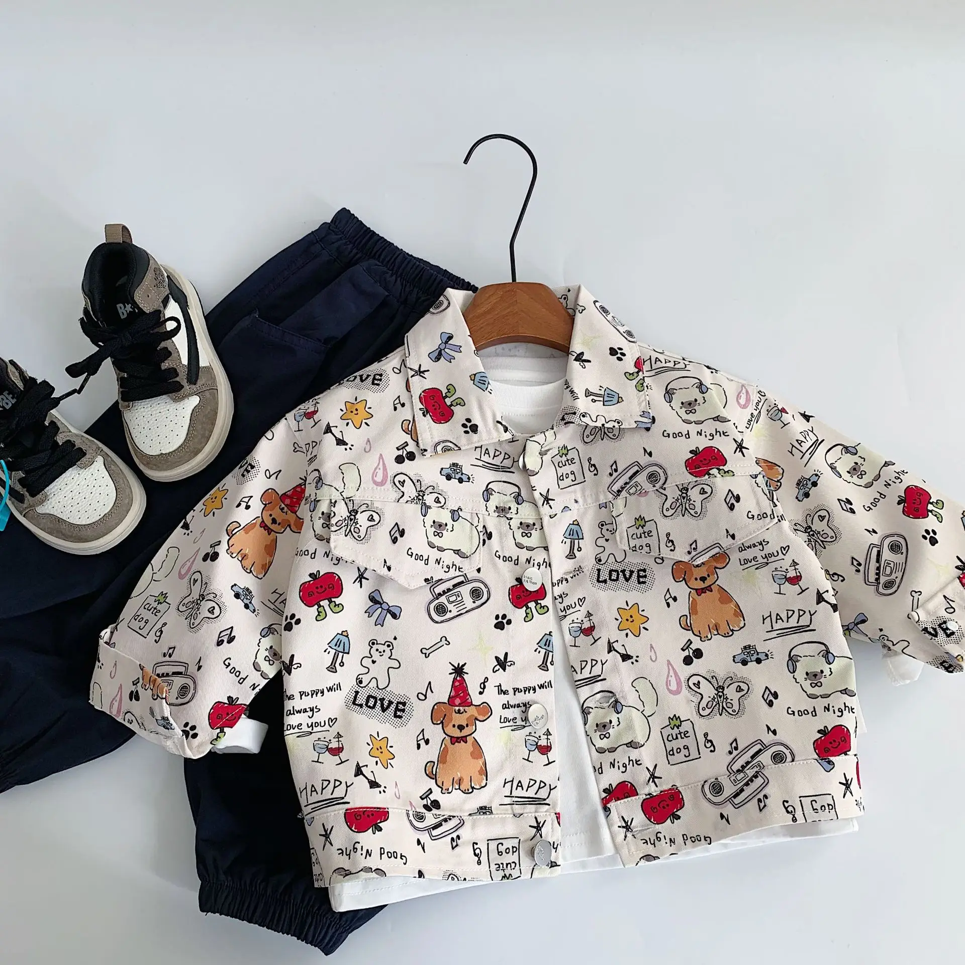 Children Clothing Kids Fashion Casual Shirt 2025 Spring New Boys Cartoon Printing Playful Shirt Korean Style Cute Shirt