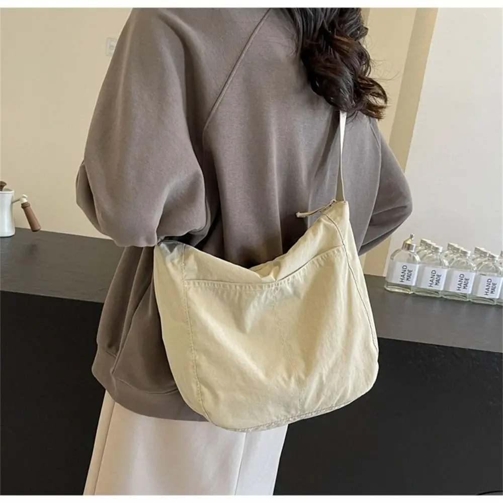 Women Girls Crossbody Shoulder Bags Fashionable Solid Color Nylon Bags Tote Bag Outdoor Travel Ultra-large Capacity Bags