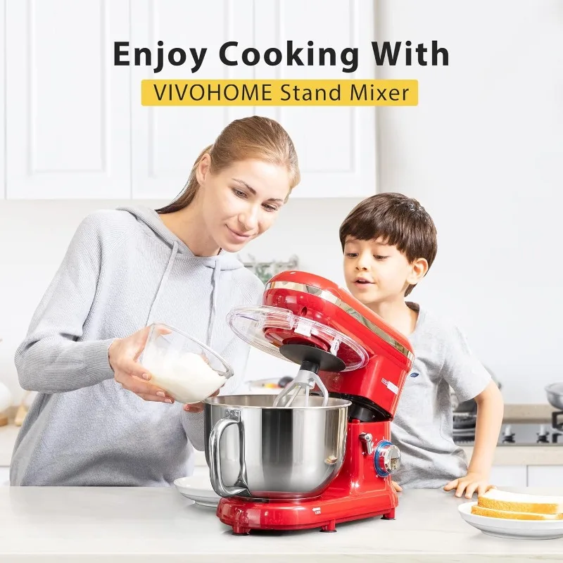 VIVOHOME Stand Mixer, 660W 10 Speed 6 Quart Tilt-Head Kitchen Electric Food Mixer with Beater, Dough Hook, Wire Whip and Egg