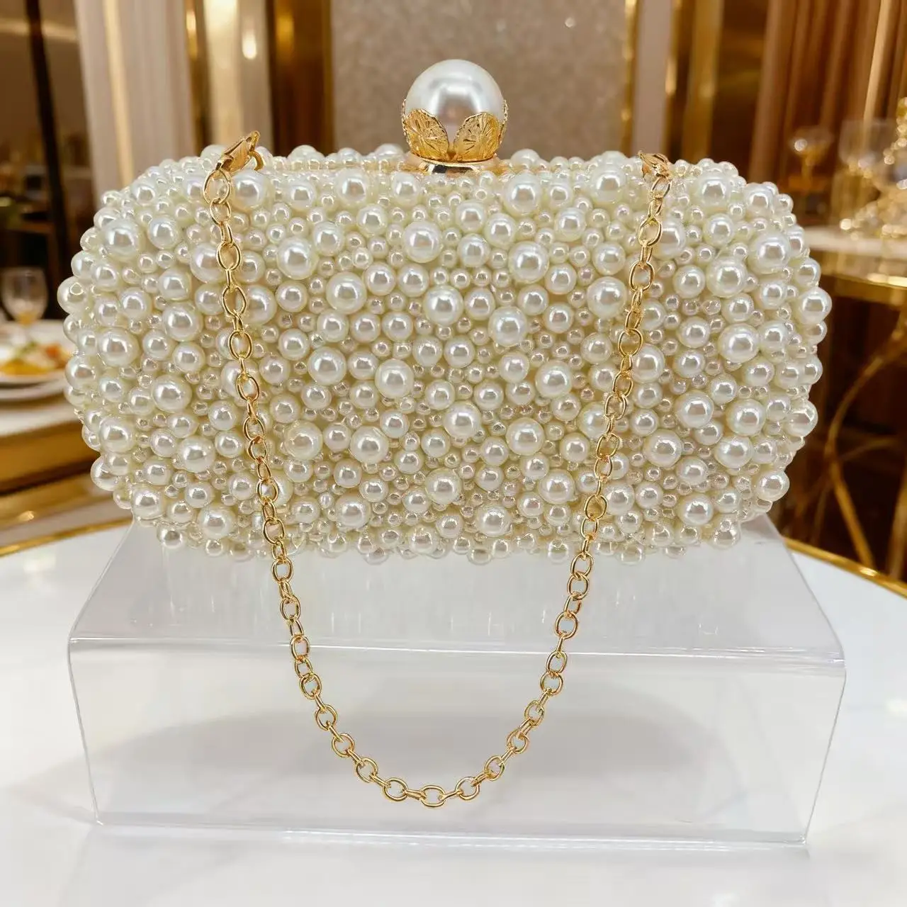 

Женская вечерняя сумочка с жемчугом для банкетов и вечеринок, клатч с жемчугом в стиле чонсам, легкая роскошная вечерняя сумка