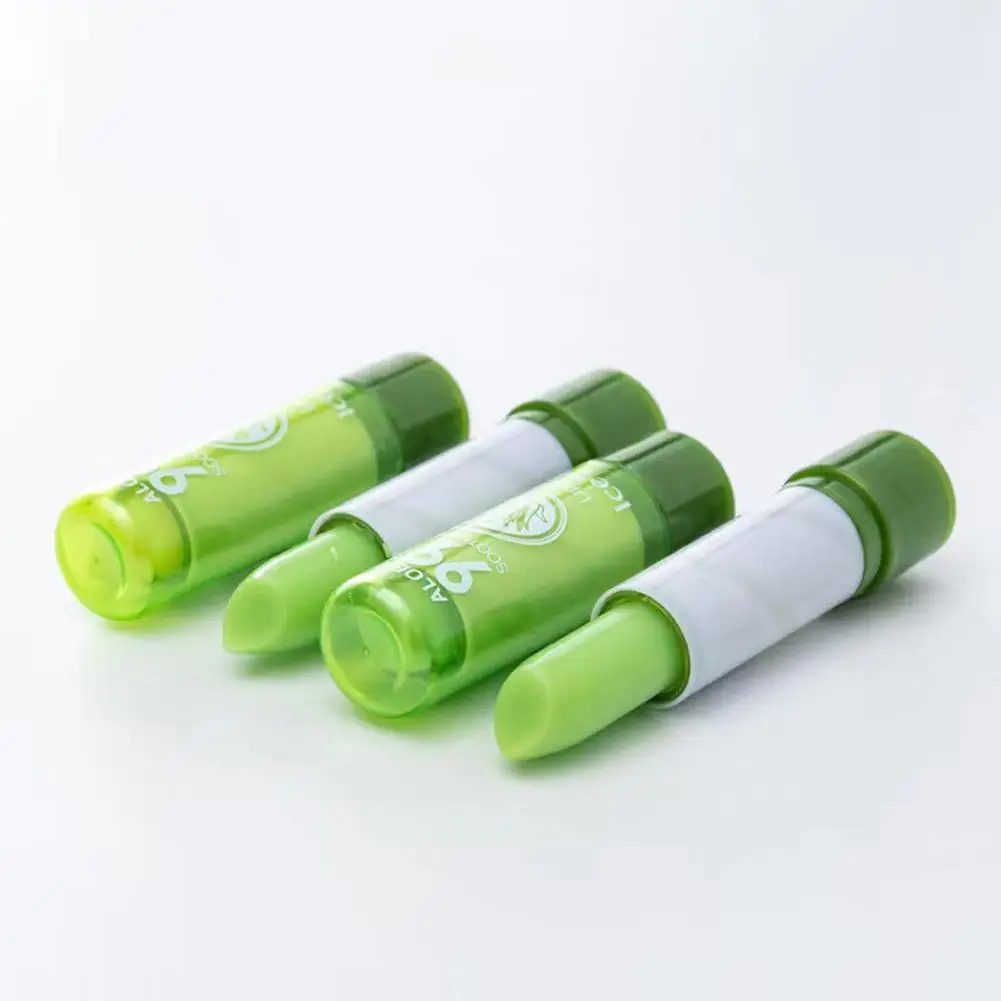 Batom hidratante de aloe vera, 2 peças, mudança de temperatura, bálsamo labial, nutritivo duradouro, cuidados com os lábios, anti-secagem, esfoliante