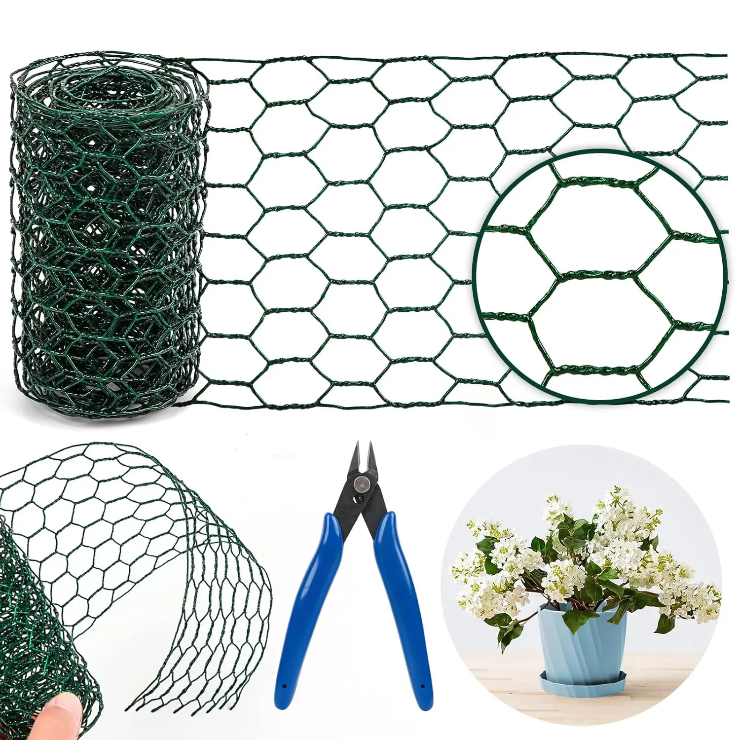 

4x118 Inch Galvanized Wire Netting for Flower Arrangements & DIY Crafts, with Pliers