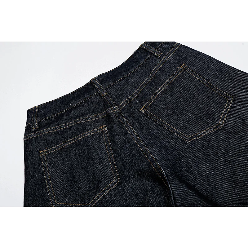 Salopette en jean américain à jambes larges pour femmes, pantalons Cargo multi-poches pour filles, décontracté, assorti avec tout, Slim, tendance, bleu foncé, Hipste de rue