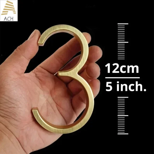 5-calowe nowoczesne numery domów, metalowe numery do domu na zewnątrz, DIY pływające numery adresowe ze śrubami, nierdzewne (złote)