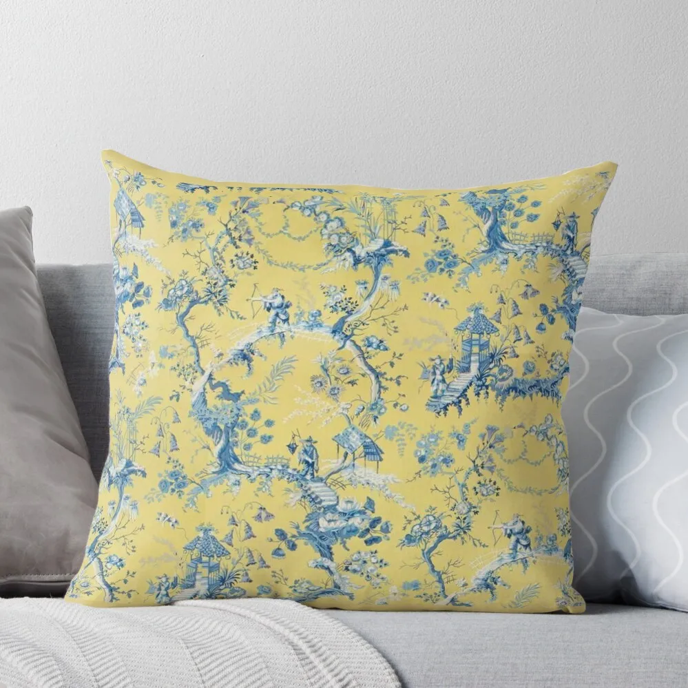 

Blue and Yellow Toile Throw Pillow Sofa Cover Christmas Throw Pillows Covers Sofa Covers sleeping pillows