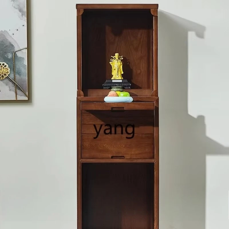 LM New Chinese Style Solid Wood Altar Shrine Three-Layer Shrine Land Landlord Buddha Cabinet Household
