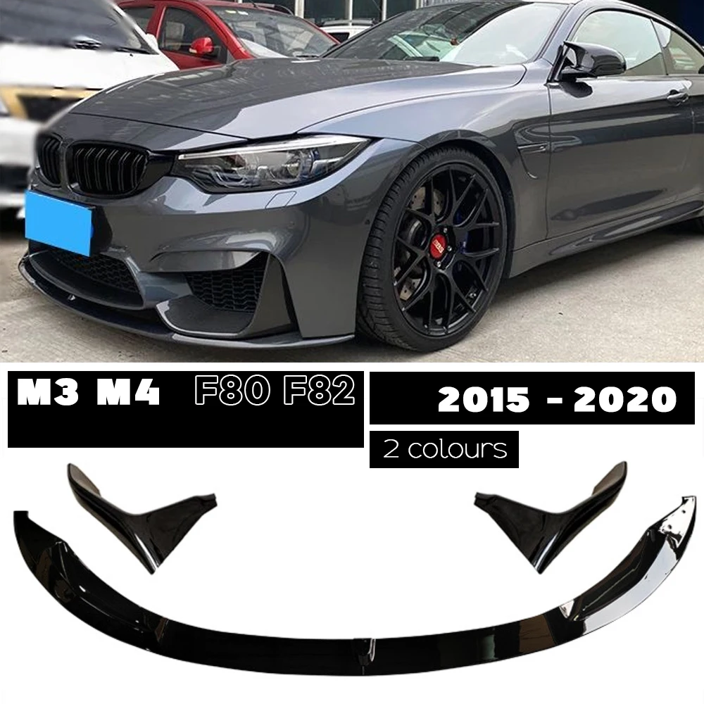 Carbon Fiber Print Front Bumper Lip Gloss Black Chin Spoiler for BMW M3 F80 Sedan M4 F82 Coupe F83 Convertible 2015 - 2020