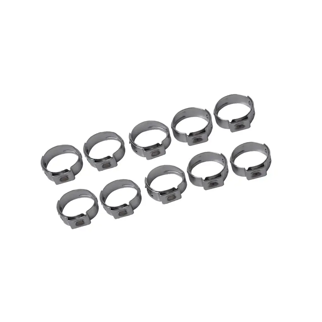 10 Pieces Adjustable Car Stainless Steel Single Ear Hose Clamp Kits 9.4-11.9mm